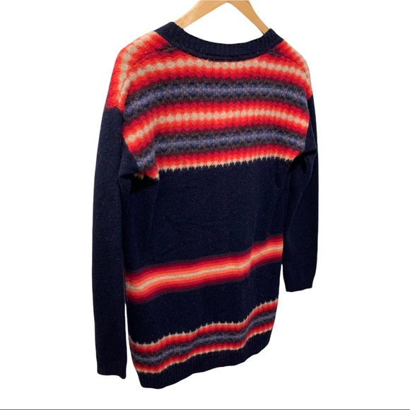 GAP DARK NAVY V-NECK AZTEC BOHO LAMBSWOOL BLEND LS CARDIGAN SWEATER - Picture 15 of 16